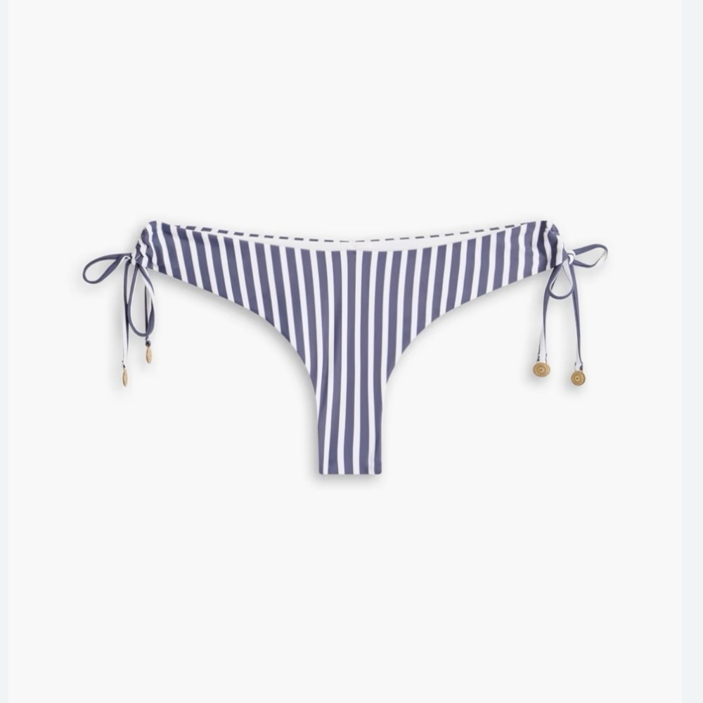 Tigerlily Devina Pomonia Striped Low-rise Bikini Briefs In Navy Stripe NWT